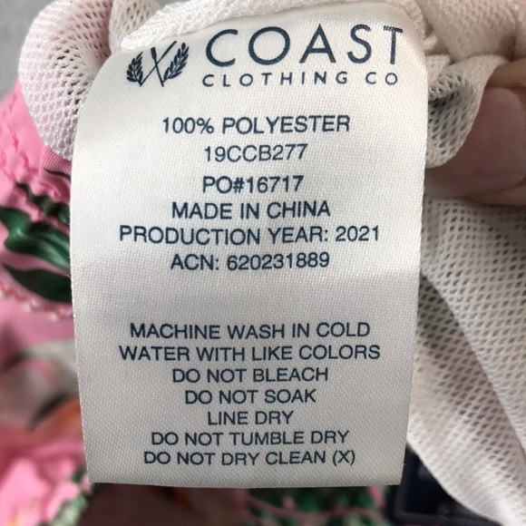 Coast Clothing Men's Pink Floral Swim Trunks Size L - Picture 4 of 9